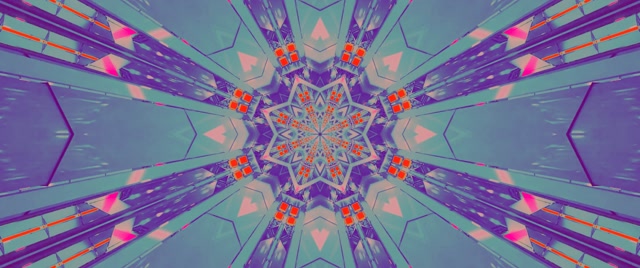 Neon Tunnel Fractal Star Kaleidoscope VJ Loop 2.39:1 Cinemascope 60fps Screensaver