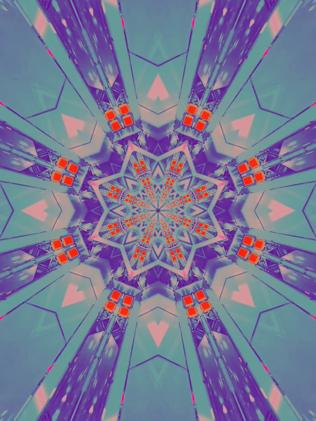 Neon Tunnel Kaleidoscope Star Burst VJ Loop 3:4 iPad Portrait 60fps Screensaver