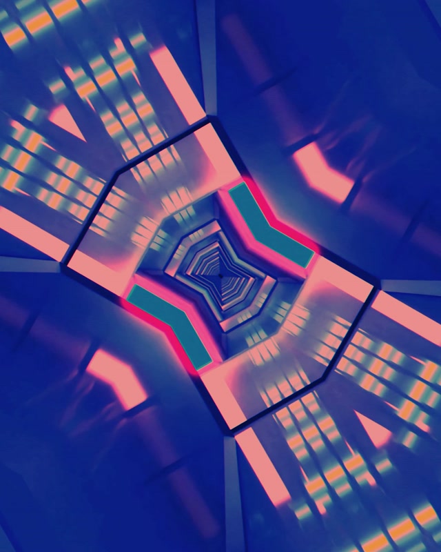 Neon Tunnel Octagonal Vortex 4:5 Instagram 60fps VJ Loop Screensaver