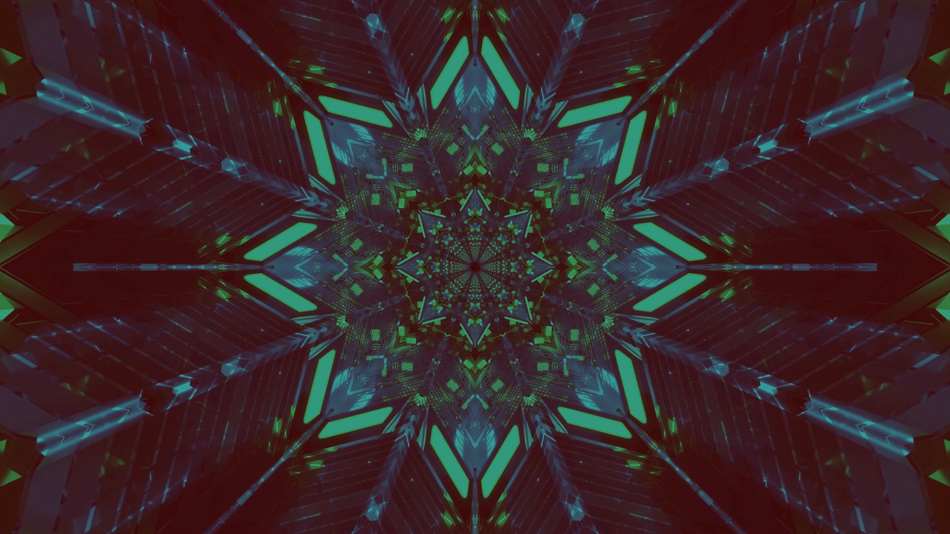 Neon Tunnel Green Kaleidoscope 4K UHD 60fps Screensaver VJ Loop