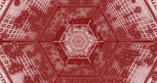 Sarkanā Sešstūrainā Tuneļa Abstraktā Ģeometriskā VJLoops Kustības Fons