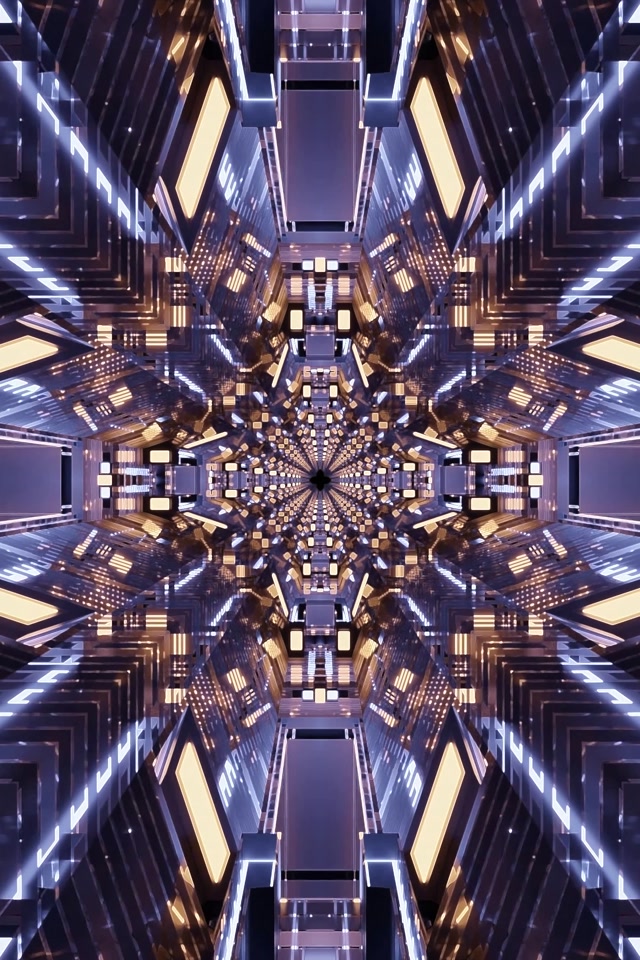 Neon Tunelis Fraktālu Kaleidoskops VJLoops 2:3 Foto Portrets 60fps Ekrānsaudzētājs