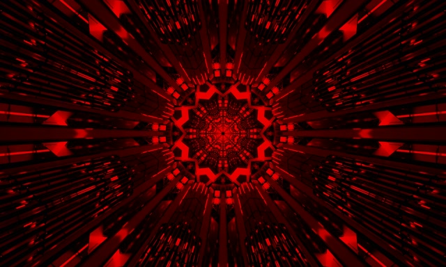 Sarkans Fraktāls Kaleidoskops Neon Tunelis VJ Loop 5:3 Wide 60fps Ekrānsaudzētājs