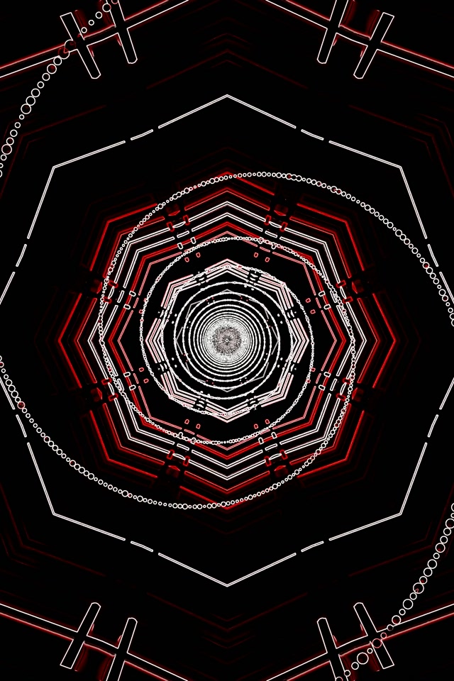 Neona Tunelis Sarkanais Sešstūra Vortekss VJ Loop 2:3 Photo Portrait 60fps Ekrānsaudzētājs