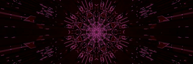 Magenta Fraktālu Kaleidoskops Neona Tunelis VJLoops 3:1 Triple Wide 60fps Ekrānsaudzētājs