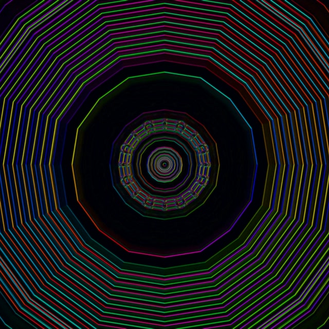 Neon Tunnel Concentric Octagon Vortex | 1:1 Square 60fps Screensaver VJ Loop