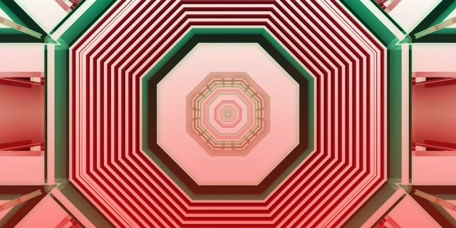 Red Octagonal Neon Tunnel Screensaver 2:1 Univisium 60fps VJ Loop