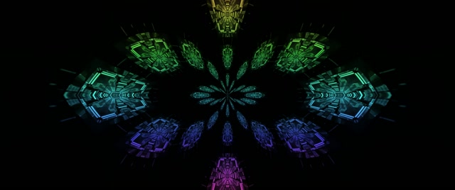 Neona Tunelis Kaleidoskopa Fraktāļa Sprādziens VJ Loop 2.39:1 Cinemascope 60fps Ekrānsaudzētājs