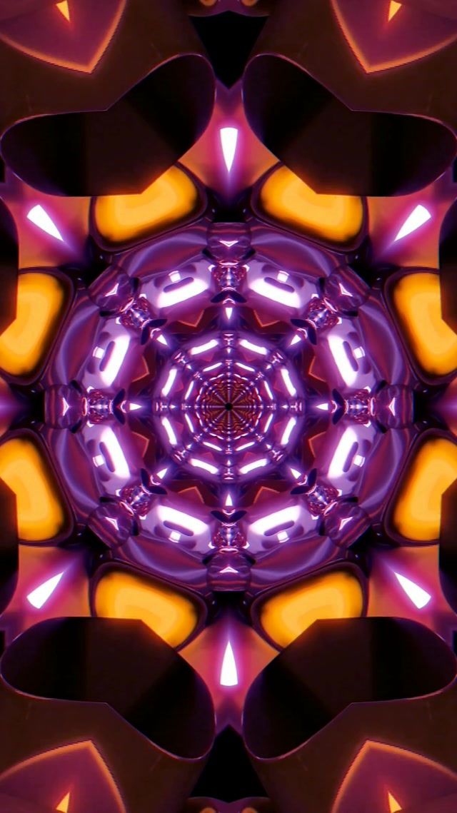 Violets Neona Tunelis Kaleidoskops 60fps Ekrānsaudzētājs 9:16 Reels Vj Loop
