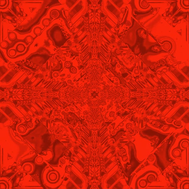 Red Mechanic Kaleidoscope Neon Tunnel VJ Loop 1:1 Square 60fps Screensaver