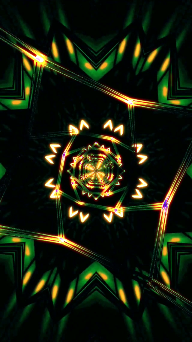 Neon Tunnel Kaleidoscope Star Burst 9:16 Reels 60fps Screensaver Vj Loop
