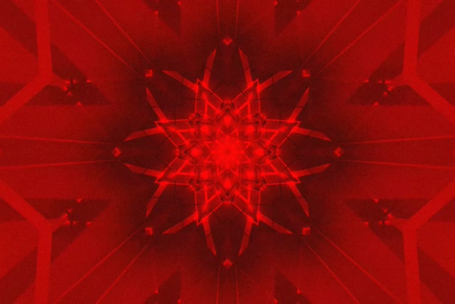 Red Star Kaleidoscope Neon Tunnel Vj Loop 3:2 surface 60fps Screensaver