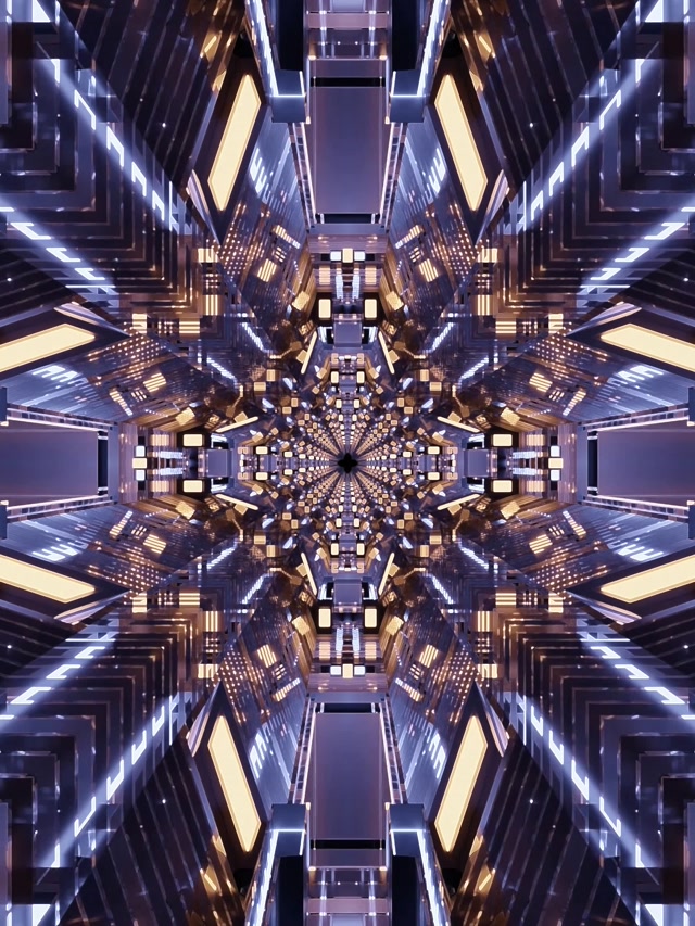 Неонски Тунел Калеидоскоп VJLoops 3:4 iPad Portrait 60fps Screensaver