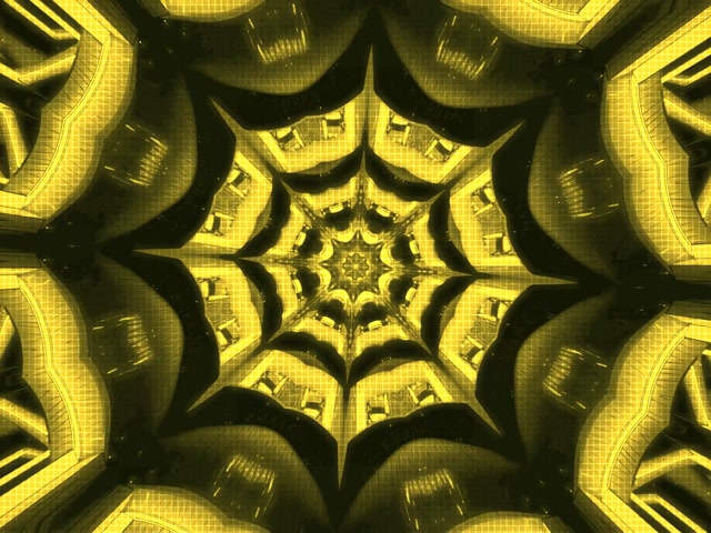 Hypnotic Yellow Neon Tunnel Kaleidoscope | 4:3 Classic 60fps VJ Loop Screensaver