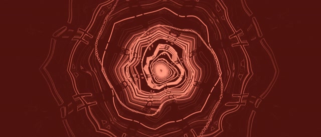 VJ Loop Red Neon Tunnel Spiraling Polygon Vortex 21:9 Ultrawide 60fps Screensaver