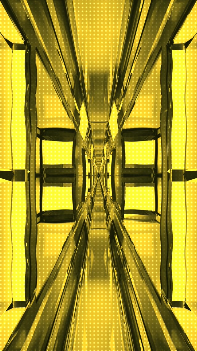 Yellow Neon Tunnel VJ Loop 9:16 Reels 60fps Screensaver Geometric Grid