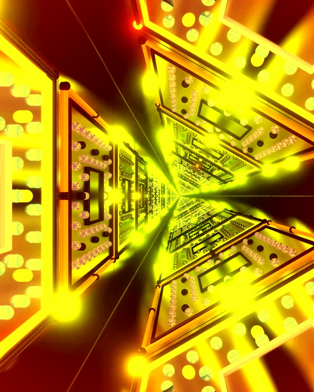 VJLoops Неонски Тунел Златен Circuit Board Фрактал 4:5 Instagram 60fps Чувар на екран