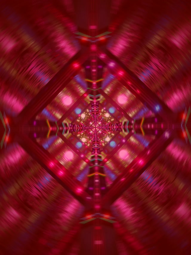 Неонска тунелска Red Diamond Калеидоскоп VJ Loop 3:4 iPad Portrait 60fps Screensaver