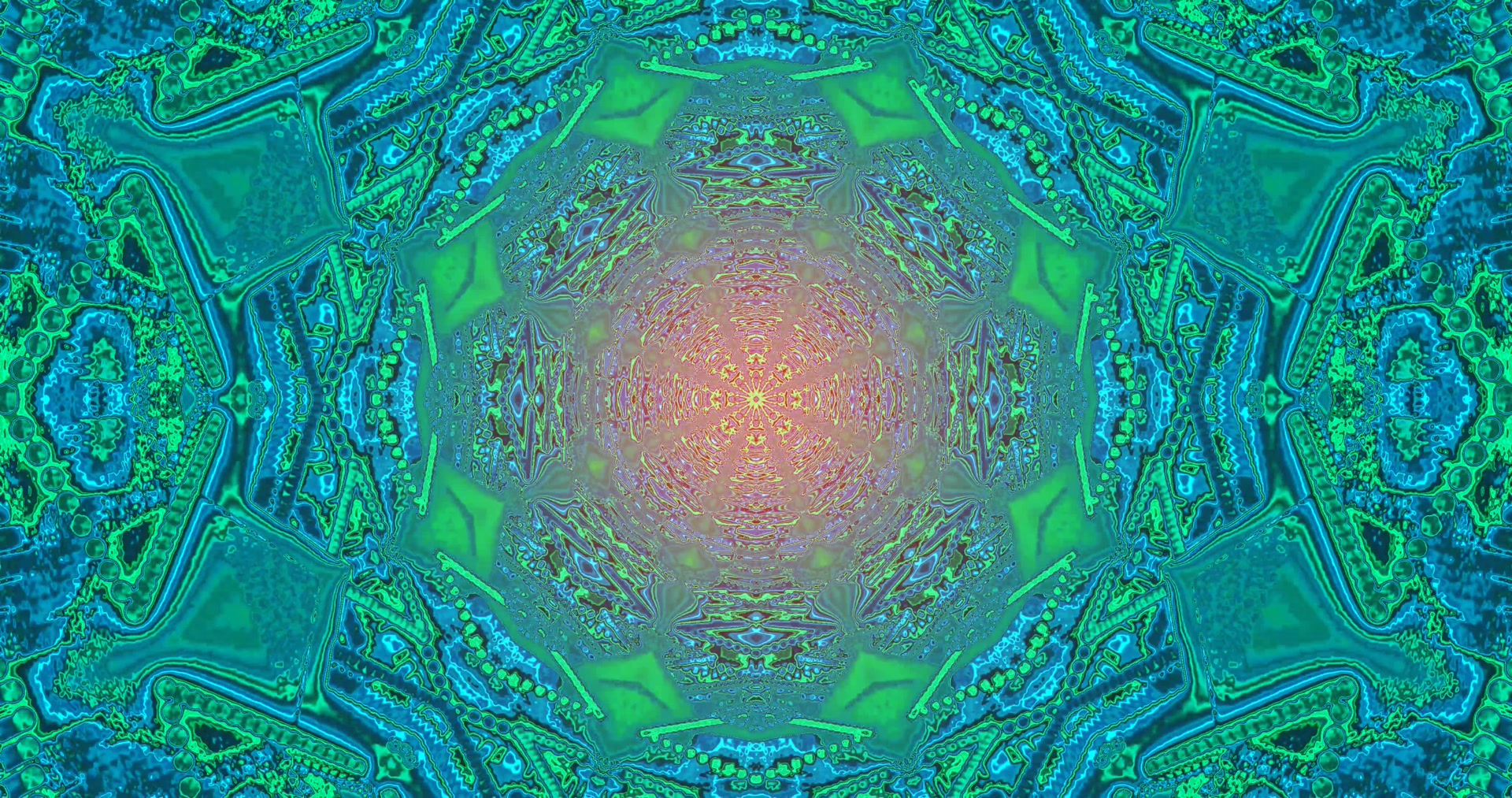 Terowong Neon Screensaver 4K UHD 60fps Teal Mandala Vj Loop