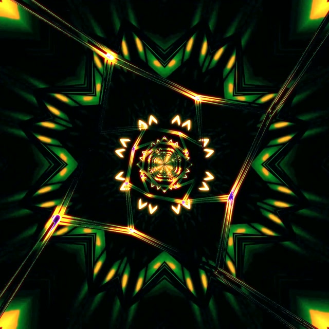 Neon Tunnel Star Kaleidoscope Screensaver Vj Loop 1:1 Square 60fps