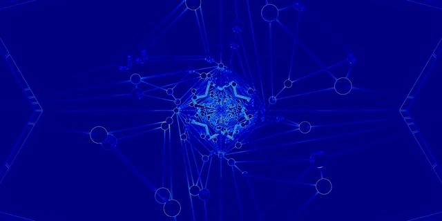 Terowong Neon Biru Rangkaian Penyelamat Skrin 2:1 Univisium 60fps VJ Loop