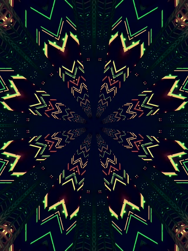 Terowong Neon Kaleidoskop Screensaver 60fps 3:4 iPad Portrait VJ Loop