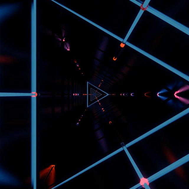 Neon Tunnel Triangular Vortex 1:1 Square 60fps VJ Loop Screensaver