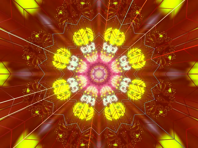 Neon Tunnel Red Star Kaleidoscope Vj Loop 4:3 Classic 60fps Screensaver