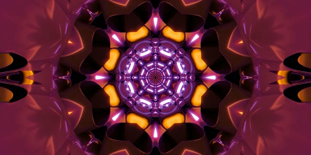 Penyelamat Skrin Kaleidoskop Terowong Neon Ungu 2:1 Univisium 60fps VJ Loop