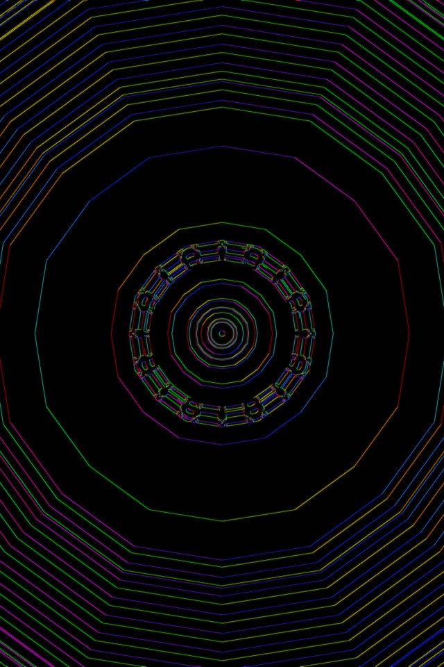 Neon Tunnel Spiral Dekagon Pelangi VJLoops 2:3 Photo Portrait 60fps Screensaver