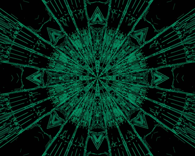 Terowong Neon Letupan Kaleidoskop Fraktal Hijau VJ Loop 5:4 Industrial 60fps Screensaver