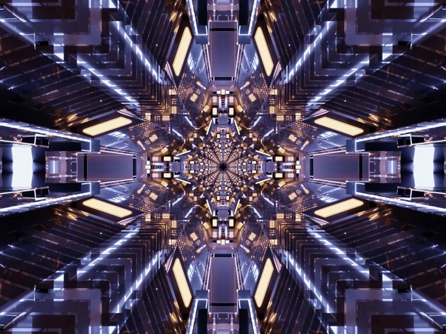 Terowong Neon Letupan Bintang Kaleidoskop VJLoops 4:3 Klasik 60fps Penyelamat Skrin