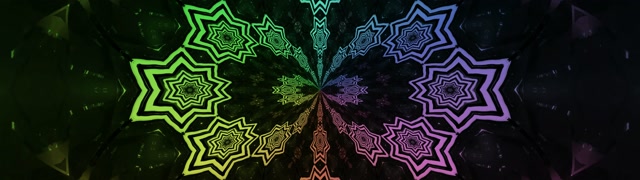 Terowong Neon Bintang Mandala Kaleidoskop 32:9 Super Ultrawide 60fps Screensaver Vj Loop