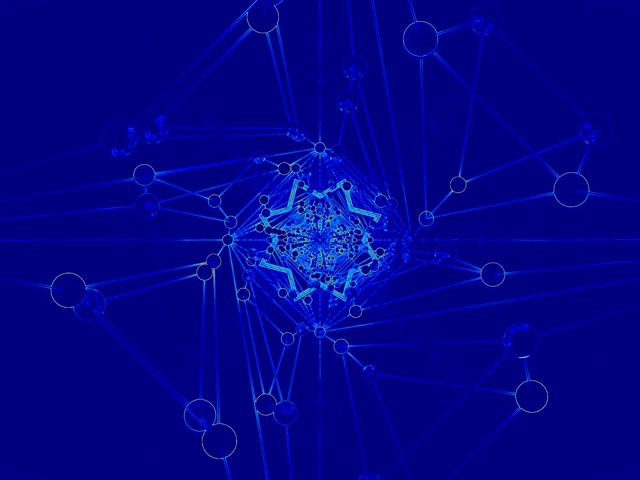 Terowong Neon Biru Rangkaian Penyelamat Skrin 4:3 klasik 60fps VJ Loop