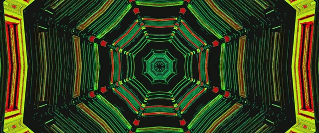 Terowong Neon Oktagon Hijau Screensaver 60fps 2.39:1 Cinemascope VJ Loop