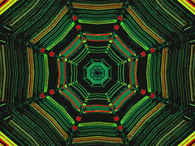 Terowong Neon Oktagon Hijau Merah Screensaver 4:3 Klasik 60fps VJ Loop PC