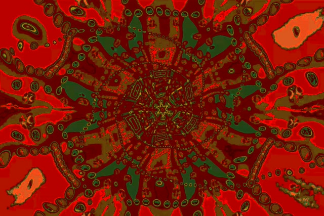 Terowong Neon Mandala Fraktal Merah VJLoops 3:2 Surface 60fps Screensaver