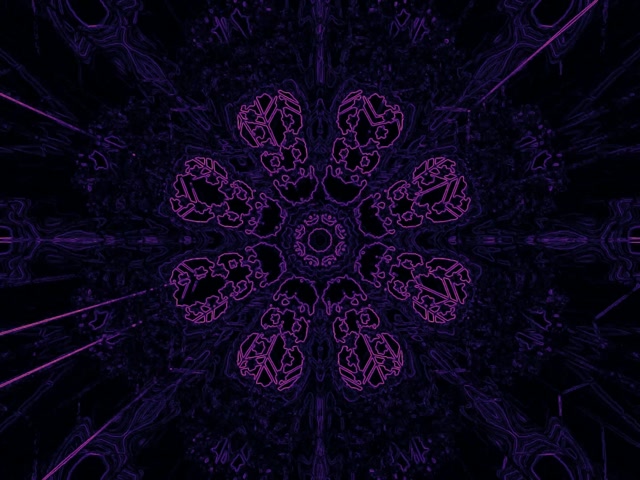 Vj loop Terowong Neon Ungu Geometrik Kaleidoskop 4:3 klasik 60fps Screensaver