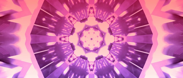 Vj loop Terowong Neon Merah Jambu Kaleidoskop Lingkaran 21:9 Ultralebar 60fps Penyelamat Skrin