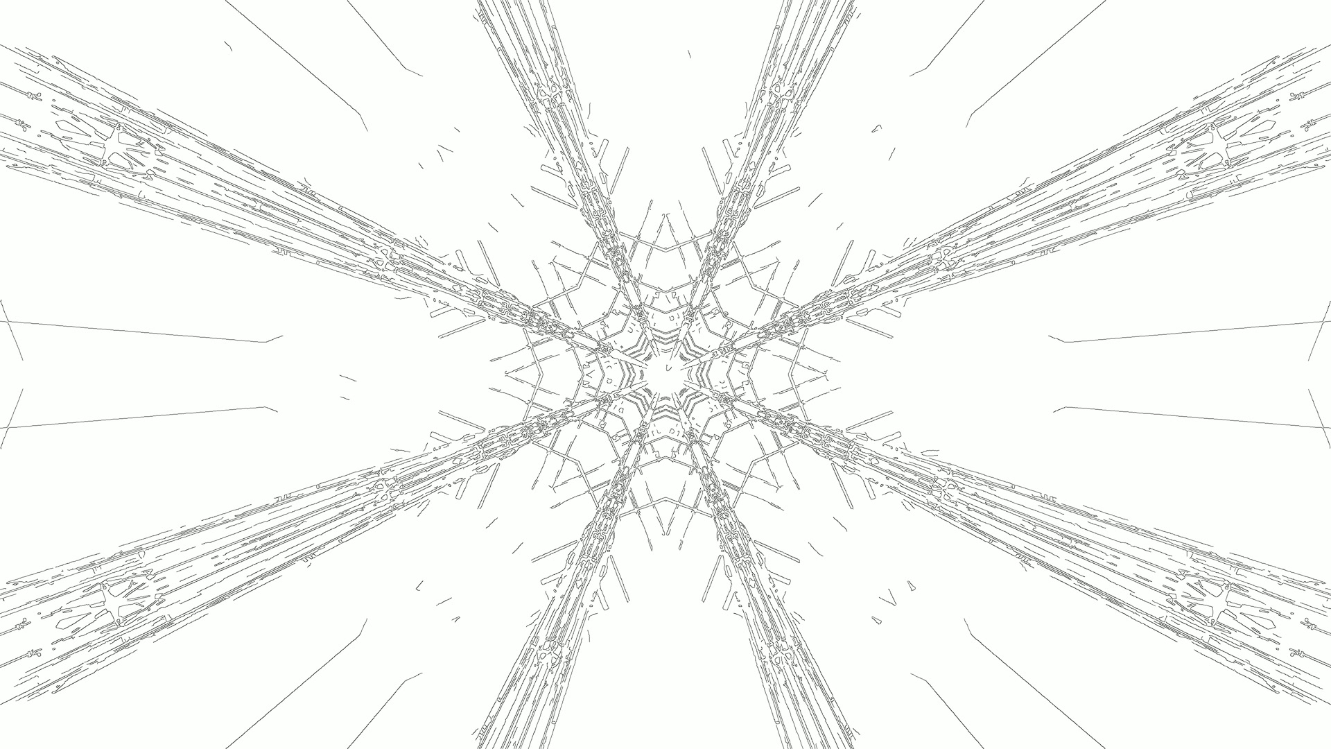 neon tunnel screensaver 4K UHD 60fps witte geometrische ster explosie VJLoops windows 11