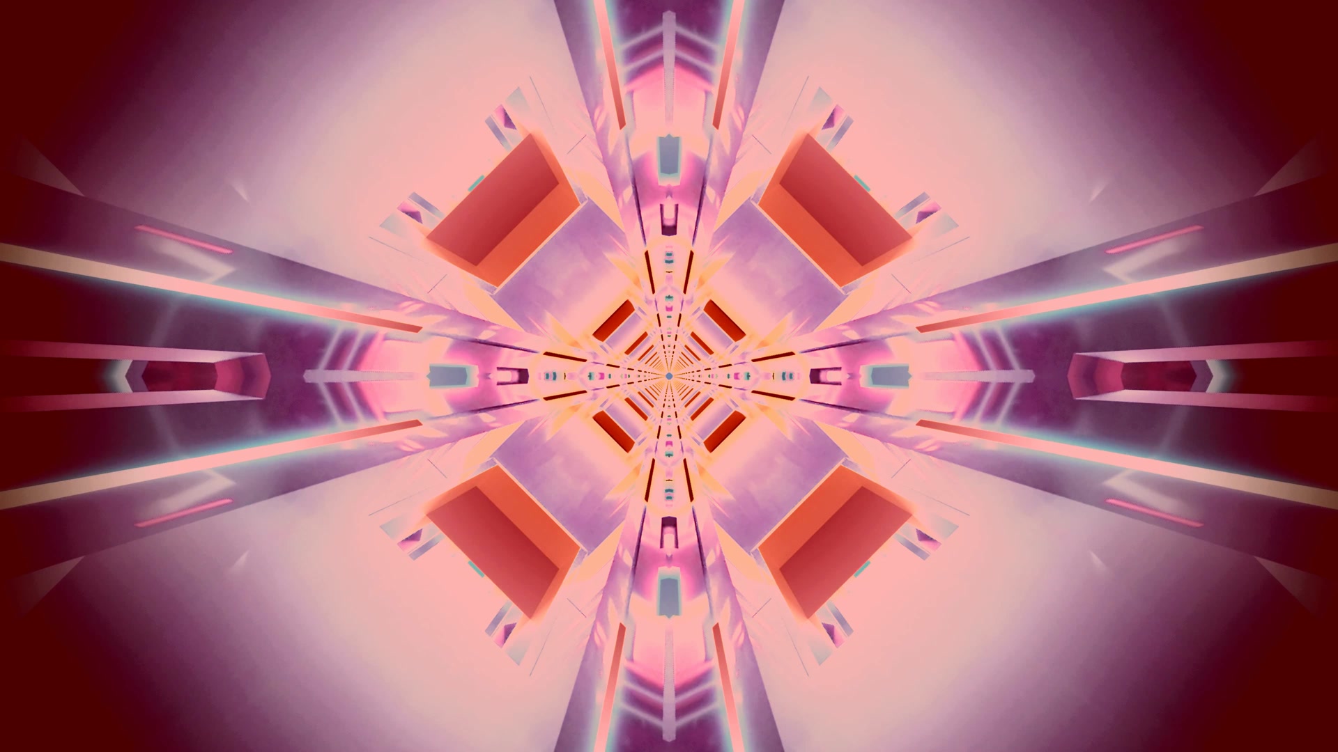 Roze Neon Tunnel Kaleidoscoop 4K UHD 60fps screensaver VJ loop