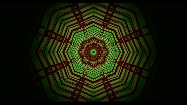 Groen Geometrisch Tunnel Loop - Abstract Hexagonaal VJ Motion Achtergrond