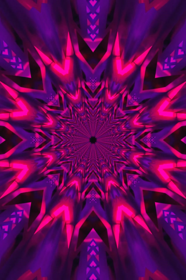 Neon Tunnel Fractal Kaleidoscope Star 2:3 Photo Portrait 60fps Screensaver Vj Loop