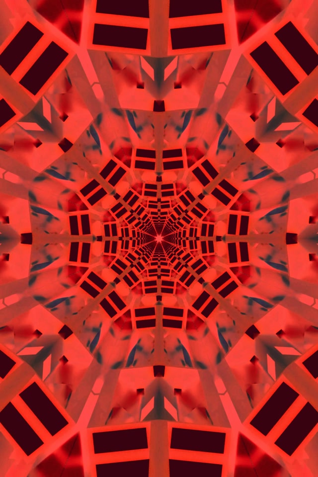 Neon Tunnel Red Kaleidoscope Burst VJ Loop 2:3 Photo Portrait 60fps Screensaver