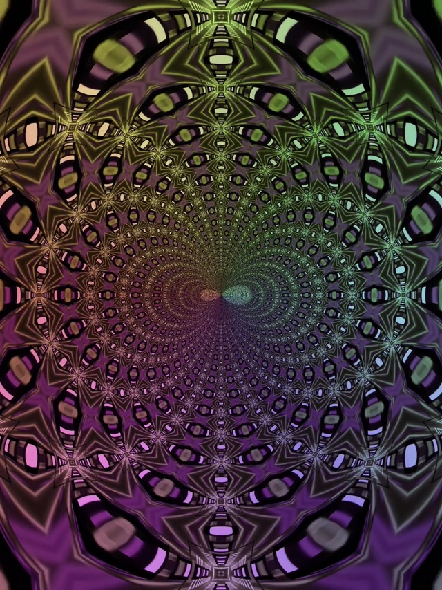 Neon Tunnel Fractal Kaleidoscoop VJLoops 3:4 iPad Portret 60fps Schermbeveiliging