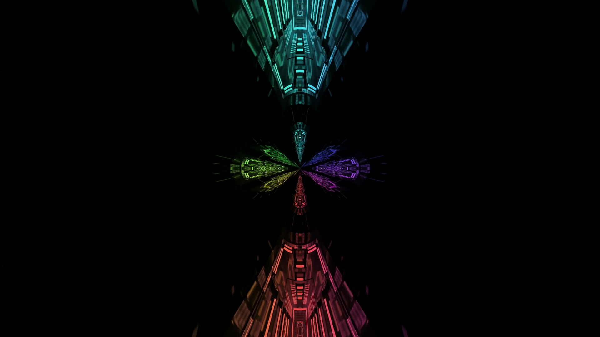 Neon Tunnel Regenboog 4K UHD 60fps Schermbeveiliging VJLoops