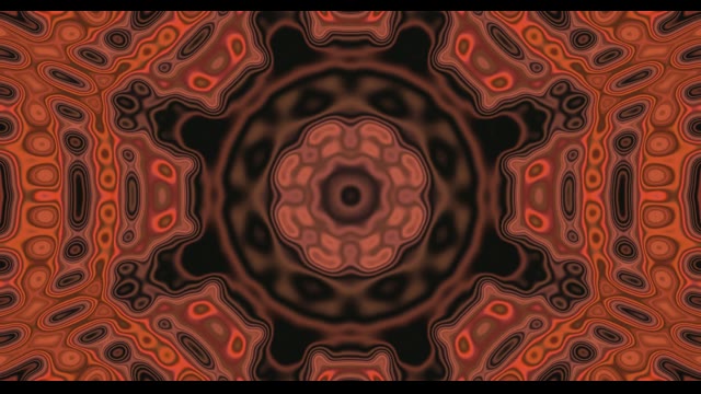 Abstracte Rood Oranje Kaleidoscoop Mandala VJLoops - Hypnotisch Geometrisch Patroon