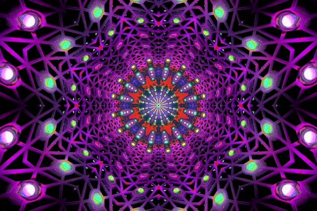 Neon Tunnel Rode Fractal Kaleidoscoop Vj Loop 3:2 Surface 60fps Screensaver