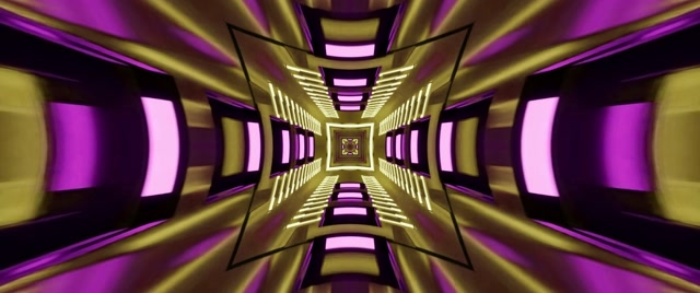 Neon Tunnel Goud Paars Kruis Caleidoscoop VJ Loop 2.39:1 Cinemascope 60fps Schermbeveiliging