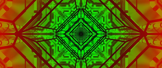 Neon Tunnel Groen Rode Fractal Schermbeveiliging 2.39:1 Cinemascope 60fps VJ Loop